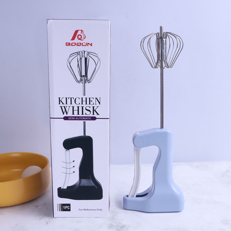 New semi-automatic egg beater, hand-press rotary manual batter mixer, stainless steel kitchen baking small tool detail image 15
