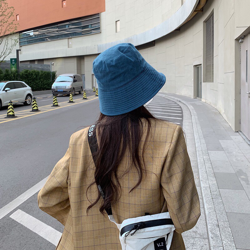 帽子女日系复古纯色渔夫帽网红大檐遮脸盆帽男夏季防晒遮阳帽韩版产品图