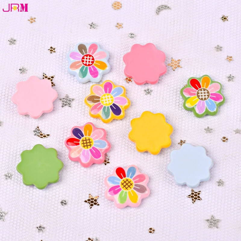 Resin new solid color small cartoon flower resin patch DIY manual material children's hair accessories rope