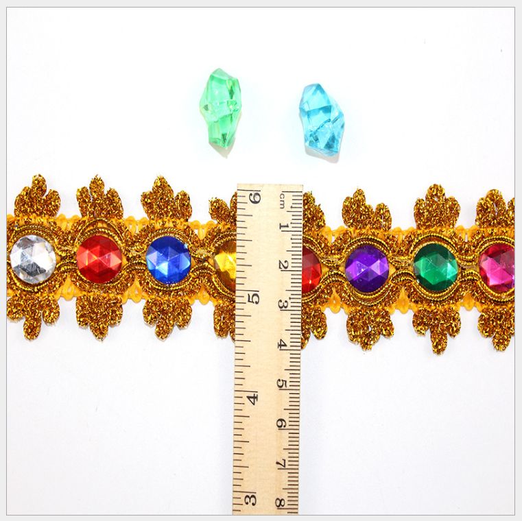 Handmade pearl and gold thread lace accessories, diy handmade clothing, accessories, hats, home curtain accessories detail image 4