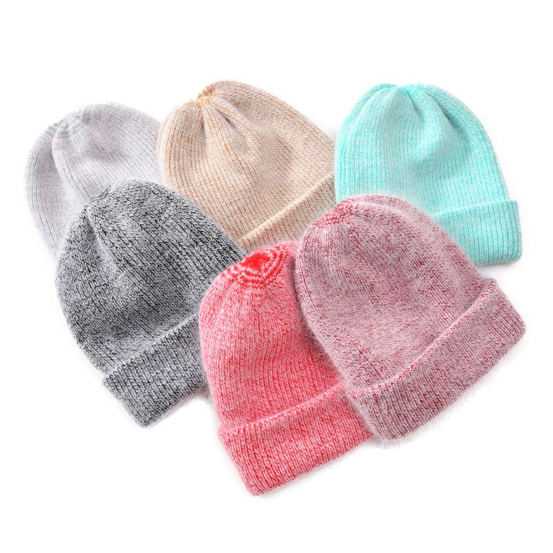 新款冬季帽子兔羊绒针织无檐小便帽加厚保暖时尚女士羊毛帽子女图