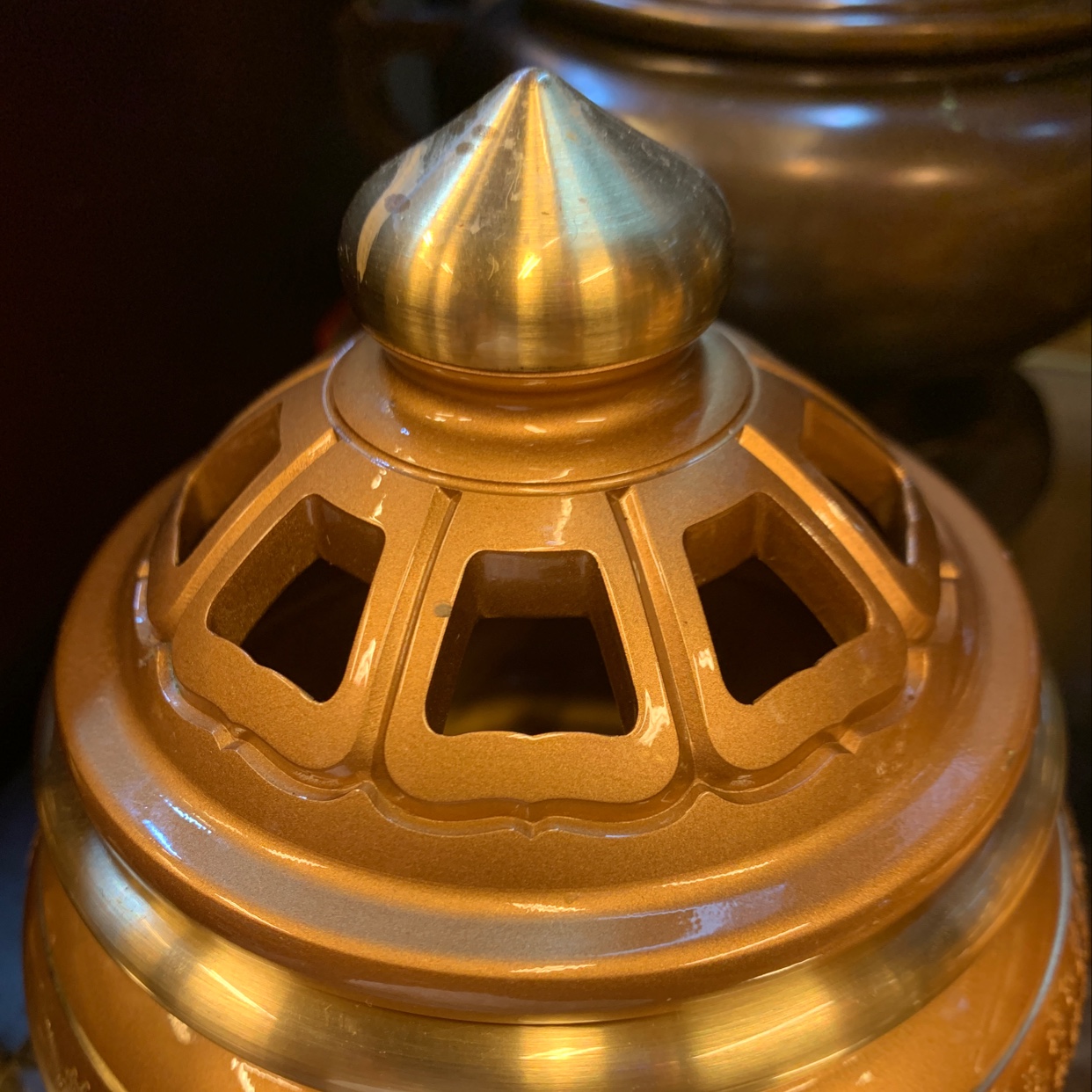 Pure copper Heart Sutra sandalwood burner details Picture