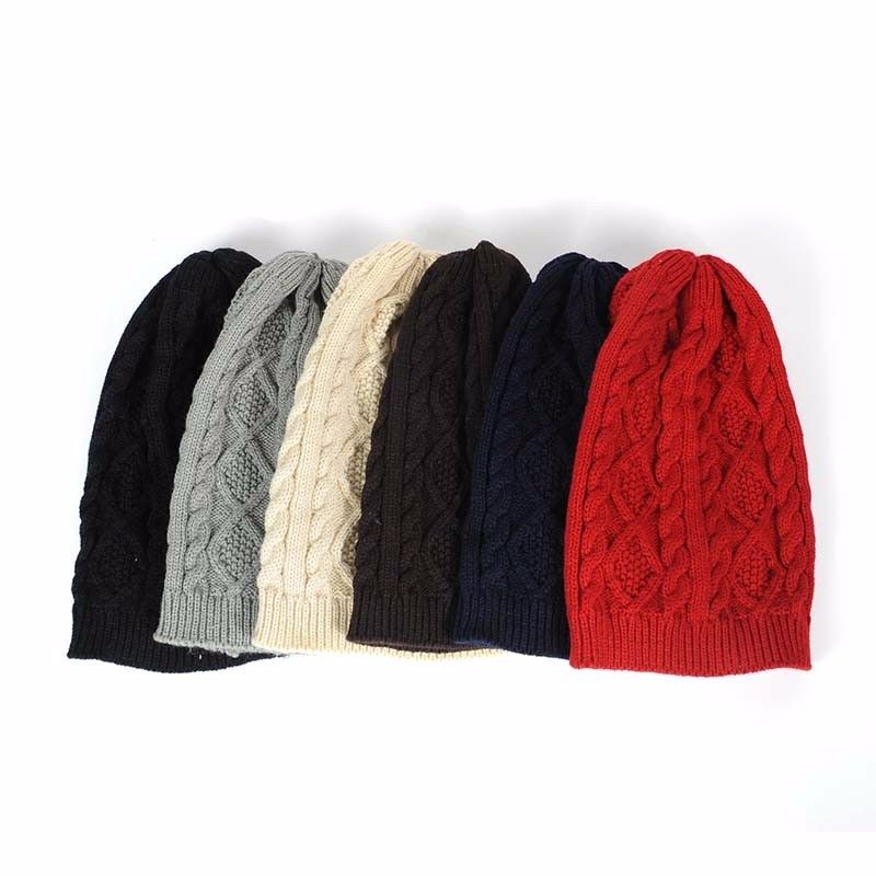 女式帽子人造羊毛扭纹无檐小便帽冬季帽子针织保暖帽详情图1