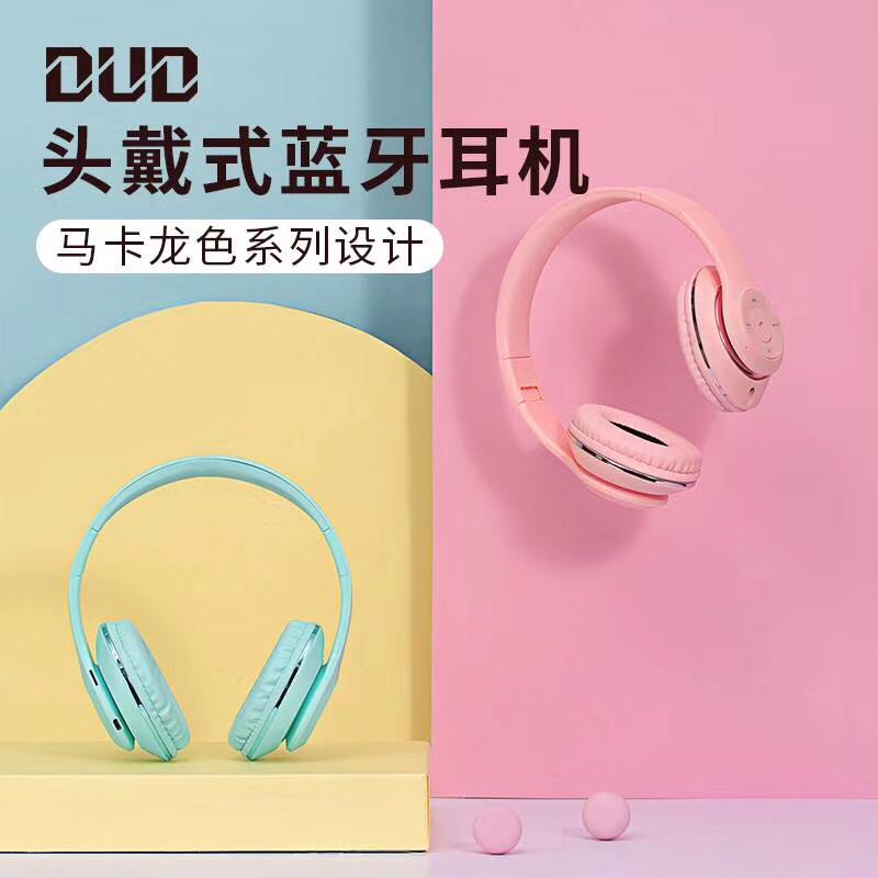 A7 Bluetooth Macaron Large Headphones Wireless Cat Ear Bluetooth Headphones with card insertion for Bluetooth audio collection details Picture