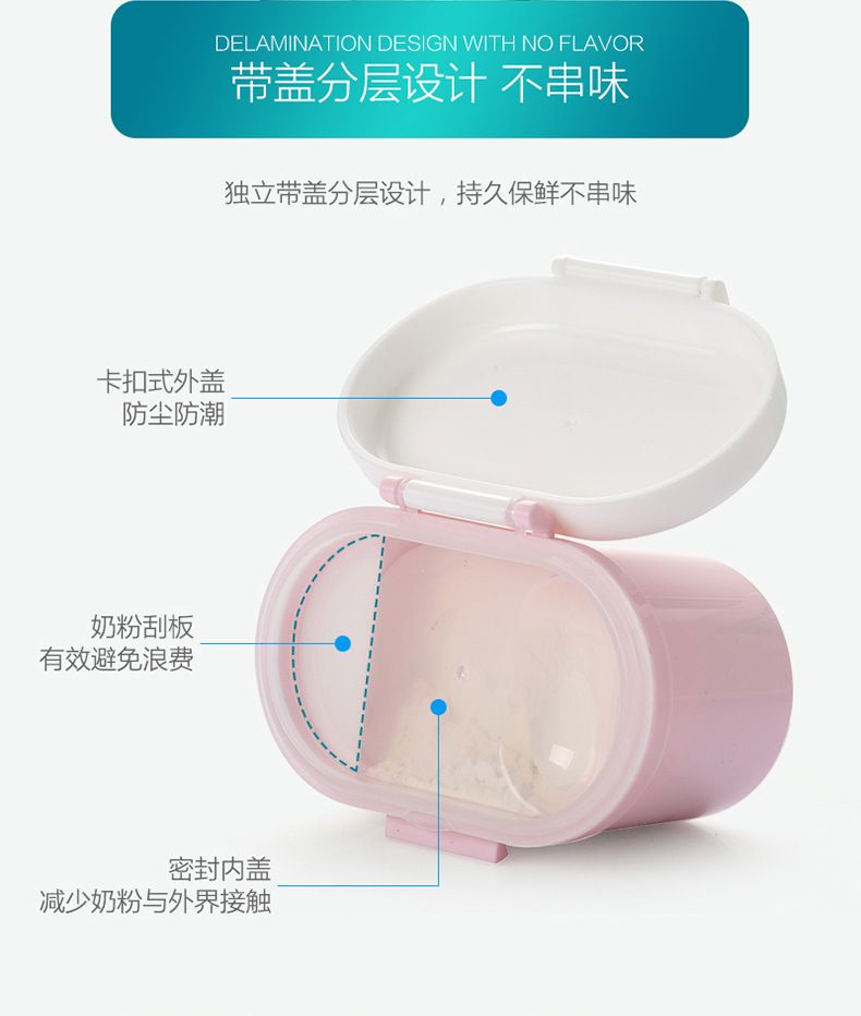 婴儿奶粉盒便携式外出大容量储存罐宝宝分装盒米粉迷你密封奶粉格详情图3