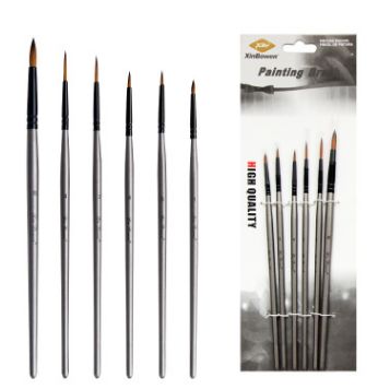 Silver paintbrush 6 sets of high quality nylon wool picker pen full figure