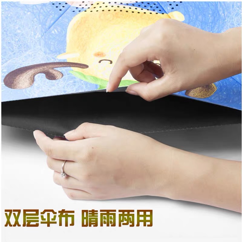 Children's Cartoon Reverse Umbrella German Creative Men's And Women's Car Long Handle Clear Umbrella Double-Layer Hands-Free Car Anti-Bone Umbrella Custom Specification drawing