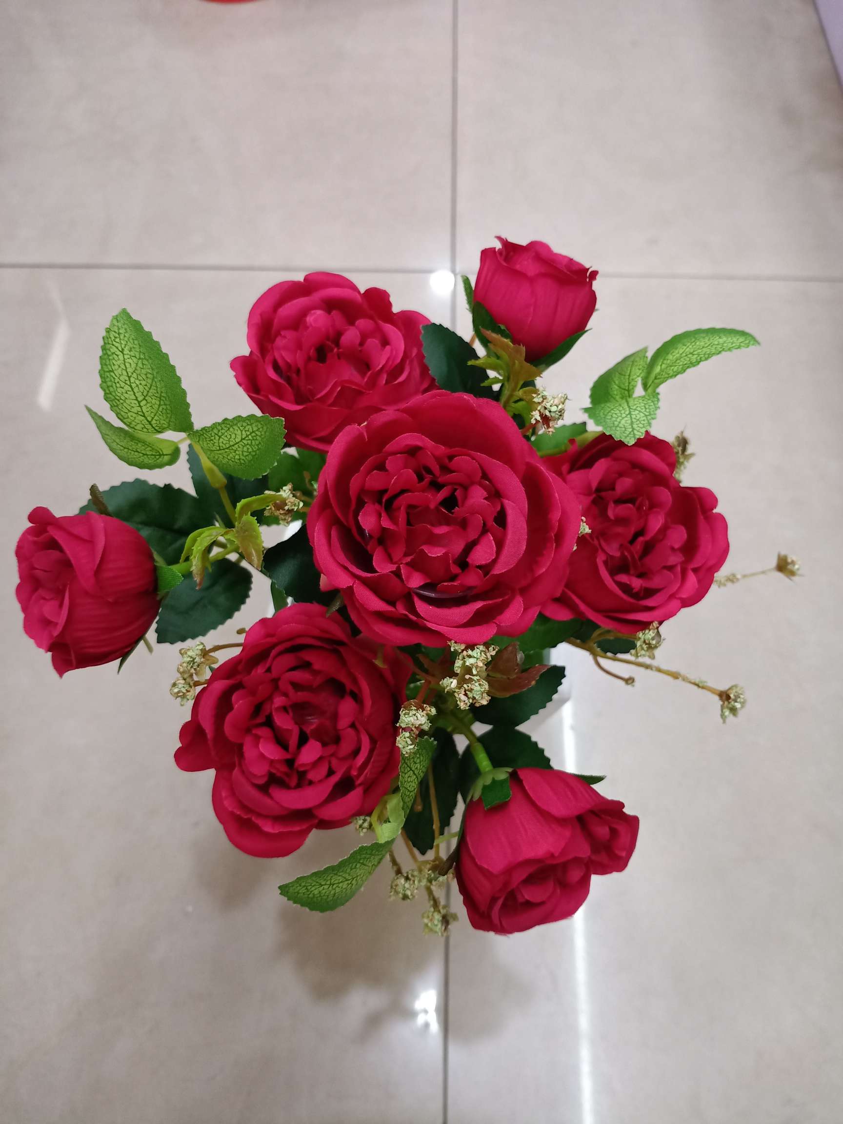 Living room artificial flower, artificial flower tea table, flower arrangement, home artificial flower art decoration, 7-pronged green heart rose wholesale detail image 2