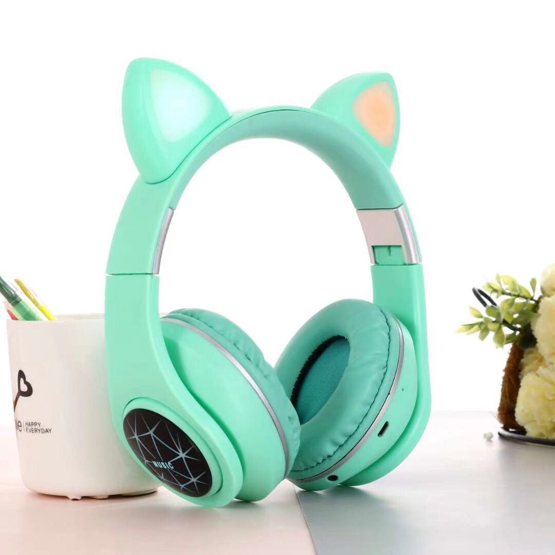 M2 Macaron Bluetooth Large Headphones, Cat Ear Large Headphones, Bluetooth card insertion for sound collection details Picture