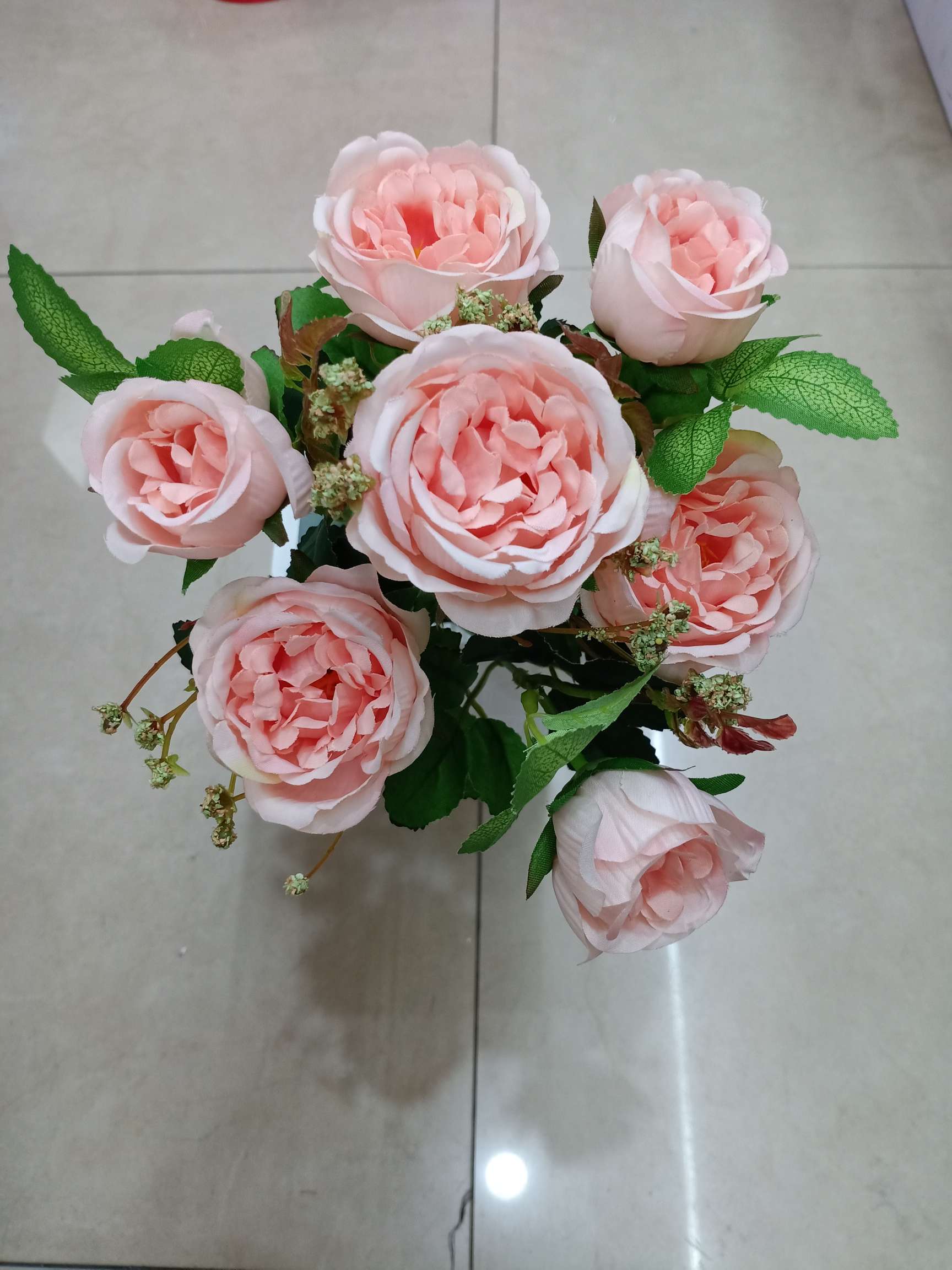 Living room artificial flower, artificial flower tea table, flower arrangement, home artificial flower art decoration, 7-pronged green heart rose wholesale detail image 5