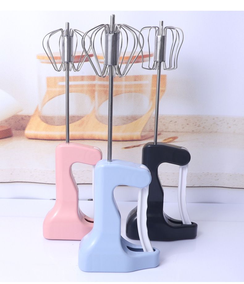 New semi-automatic egg beater, hand-press rotary manual batter mixer, stainless steel kitchen baking small tool detail image 12