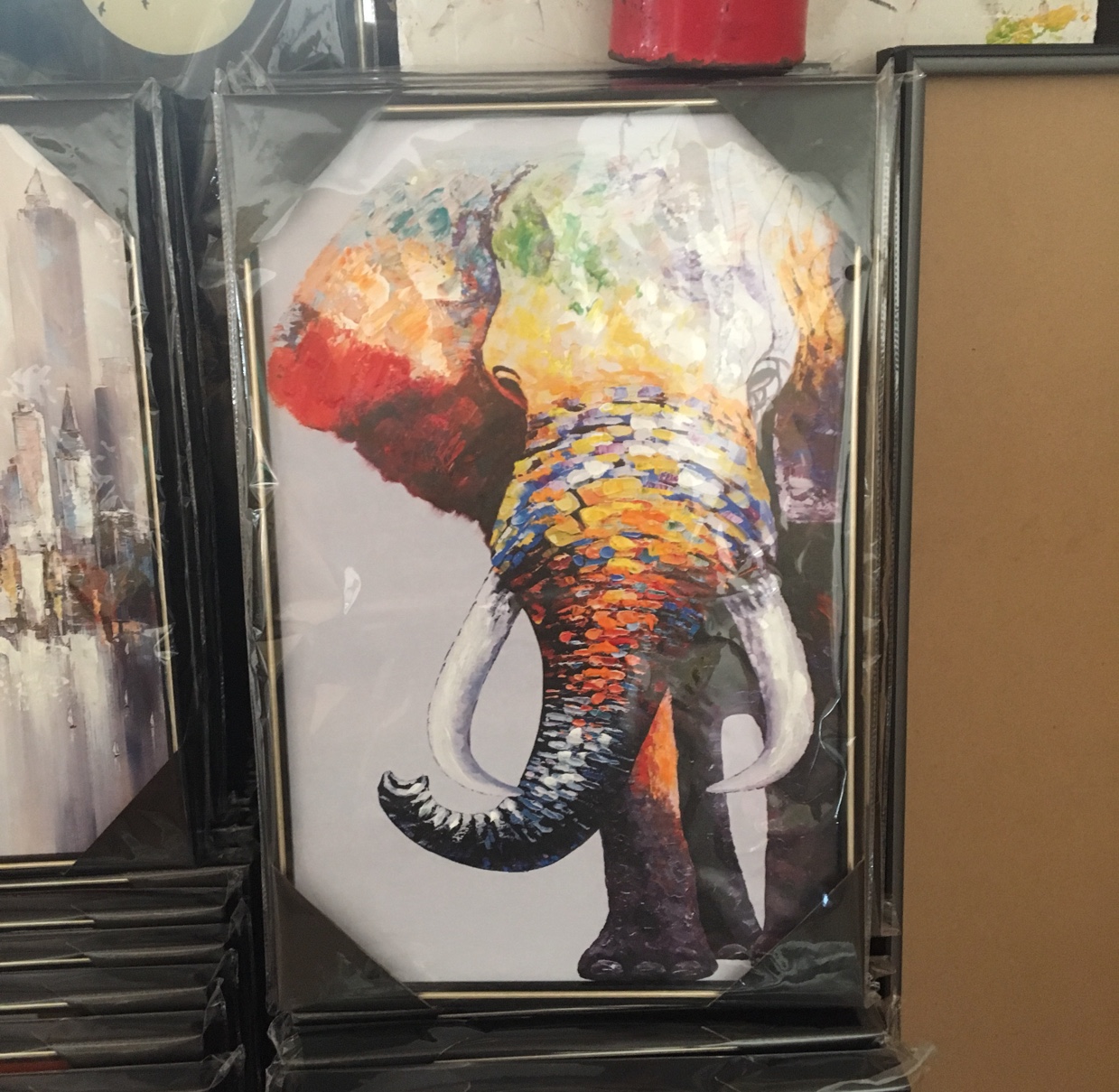 现代简约油画手绘装饰画动物系列大象吉祥如意