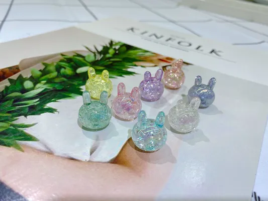 Acrylic half-hole rabbit head colorful DIY rope clothing accessories pen hanging accessories thumbnail
