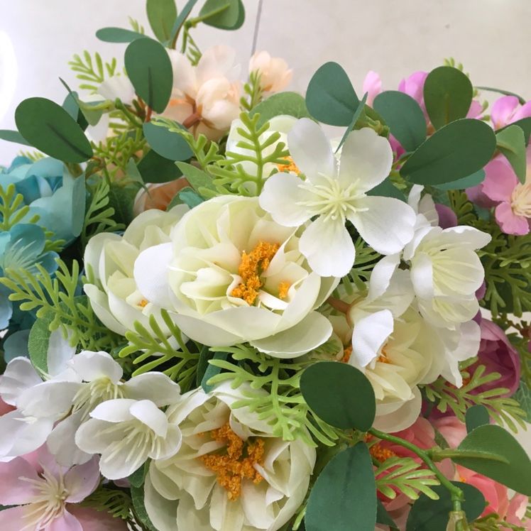 Living room artificial flowers, artificial flower tea table ornaments, bedroom flower arrangement decorations, 5-fork Korean-style tea rose wholesale detail image 1