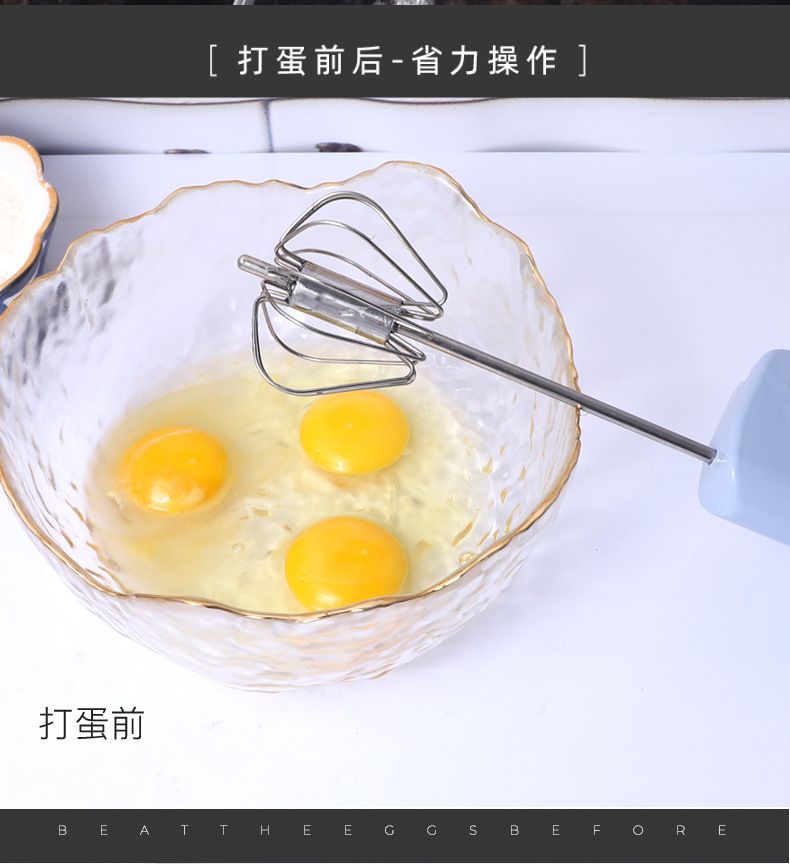 New semi-automatic egg beater, hand-press rotary manual batter mixer, stainless steel kitchen baking small tool detail image 8