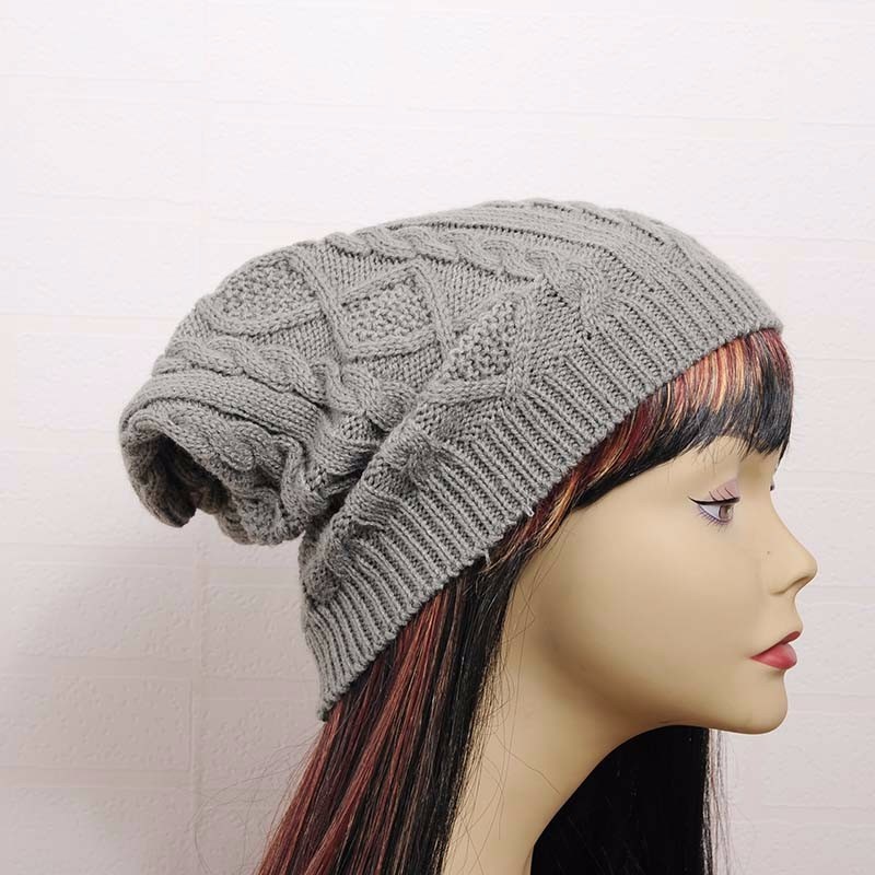女式帽子人造羊毛扭纹无檐小便帽冬季帽子针织保暖帽详情图2