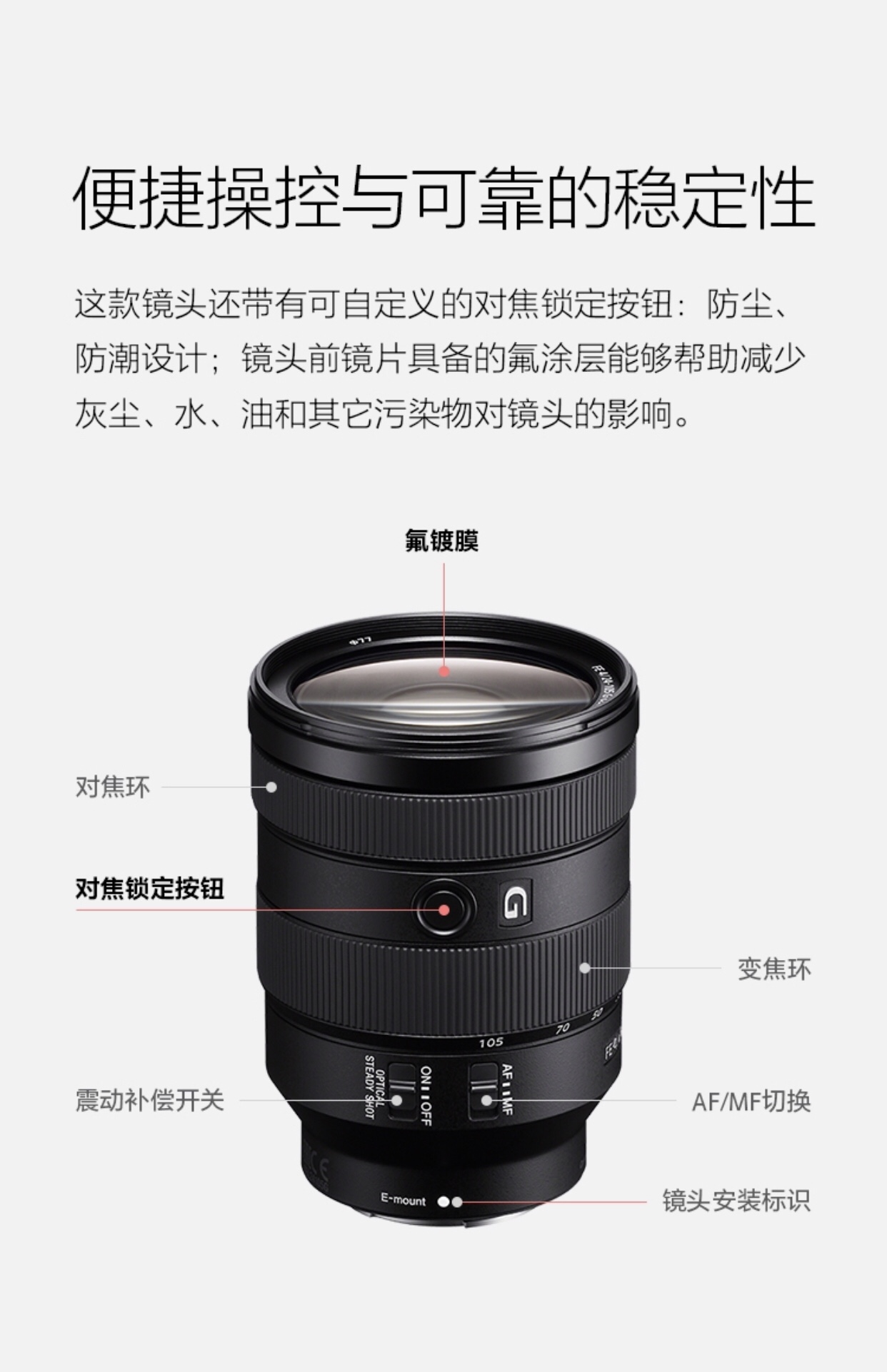 ￼￼索尼（SONY）FE 24-105mm F4 全画幅标准变焦微单相机G镜头 E卡口(SEL24105G)详情图6