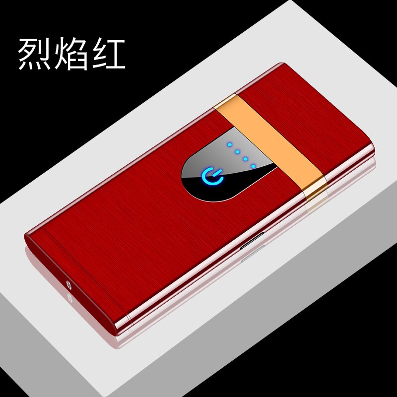 触摸感应充电打火机USB超薄双面点烟器电量显示防风详情图10