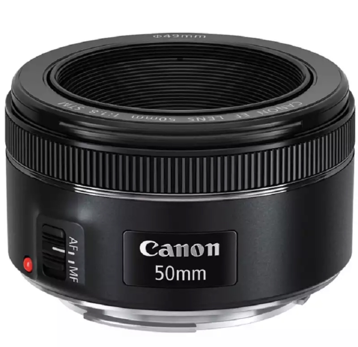 ￼￼佳能（Canon）EF 50mm f/1.8 STM 单反镜头 标准定焦镜头白底实物图