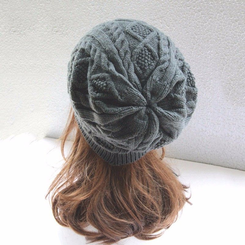 女式帽子人造羊毛扭纹无檐小便帽冬季帽子针织保暖帽详情图5