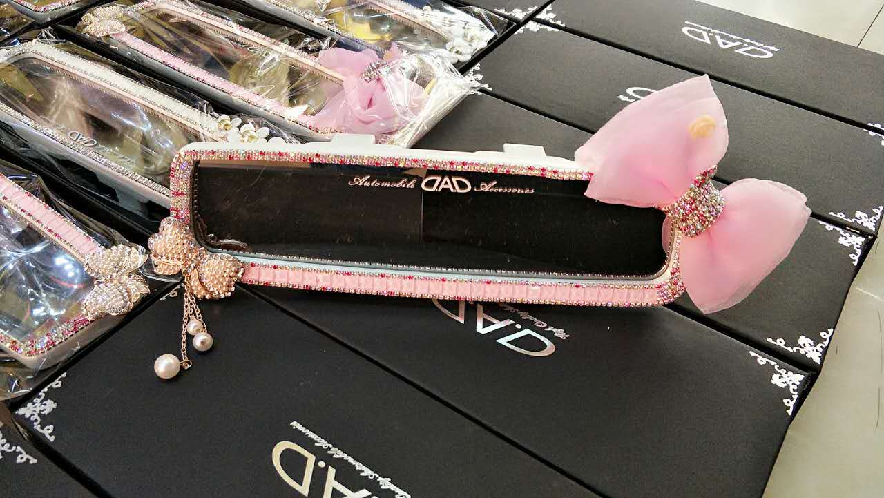 韩版高档镶钻汽车后视镜 车载车用倒后镜水钻镶钻 汽车内饰用品女