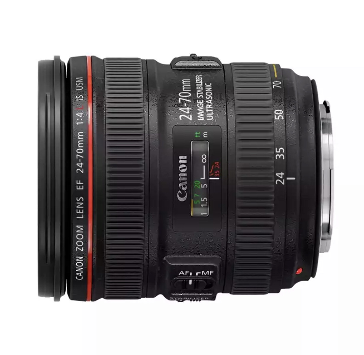 佳能（Canon）EF 标准变焦镜头 单反相机镜头 EF 24-70mm f/4L IS USM白底实物图