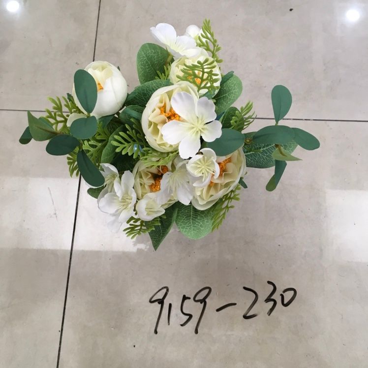 Living room artificial flowers, artificial flower tea table ornaments, bedroom flower arrangement decorations, 5-fork Korean-style tea rose wholesale detail image 5