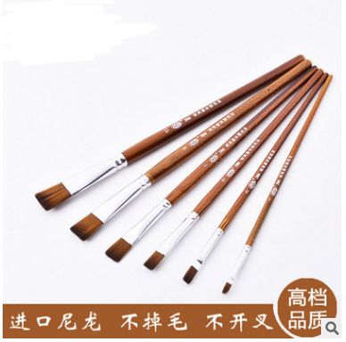 Fine nylon wool paint brush children painting gouache acrylic flat brush set of 6 sets full figure