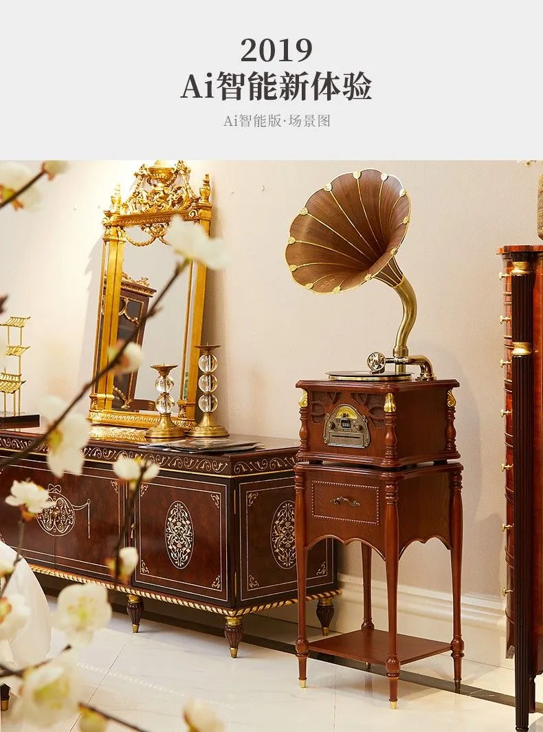 Vannesi European-style solid wood retro gramophone, antique vinyl record player 25X Bluetooth speaker detail image 4