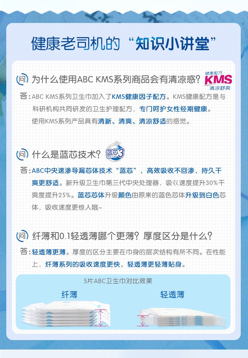 ABC夜用纤薄绵柔表层卫生巾K12-8片（含KMS）详情图15