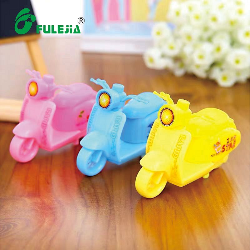 Fulejia 8077 is a self-produced and self-sold manufacturer of motorcycle-shaped pencil sharpeners and stationery for primary school students and children