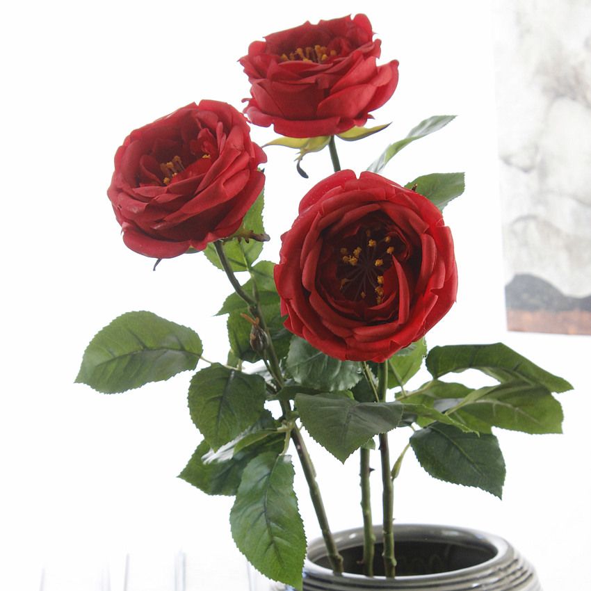 New real object shooting simulation flower single-head Royal British rose artificial flower wholesale in Yiwu high-end single-stem flower AF1099 Royal British rose Application Scenario