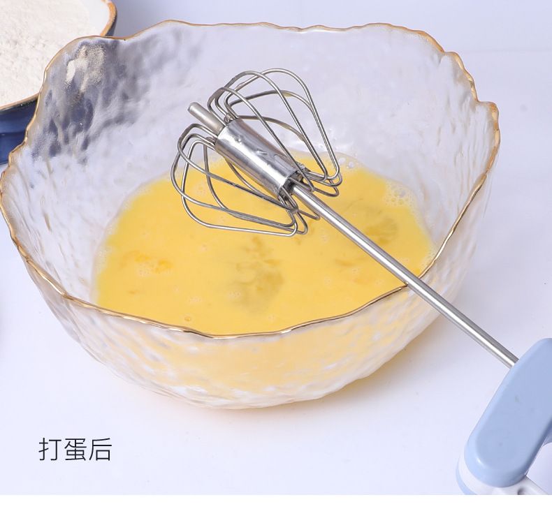 New semi-automatic egg beater, hand-press rotary manual batter mixer, stainless steel kitchen baking small tool detail image 9