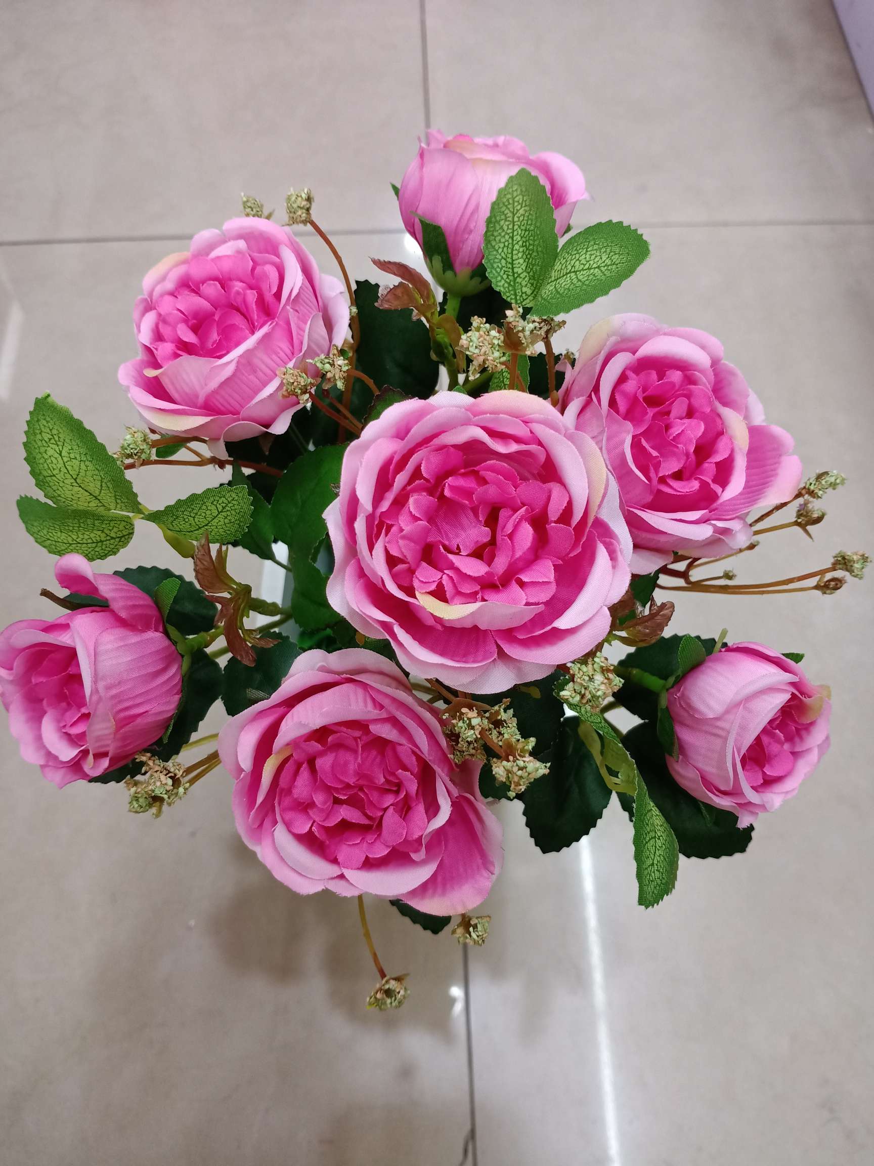 Living room artificial flower, artificial flower tea table, flower arrangement, home artificial flower art decoration, 7-pronged green heart rose wholesale detail image 1