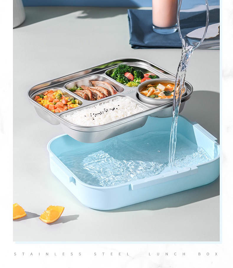 Insulated Lunch Box Office Workers Portable Partition 304 Stainless Steel Bento For Primary School Children's Lunch Box Tray Item Picture