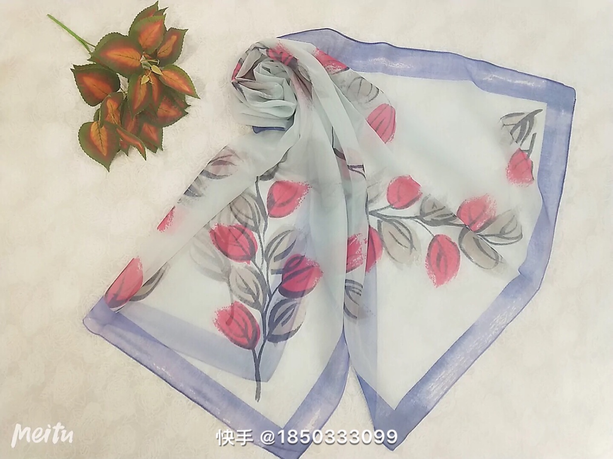 Red leaf pattern scarf scarf shawl