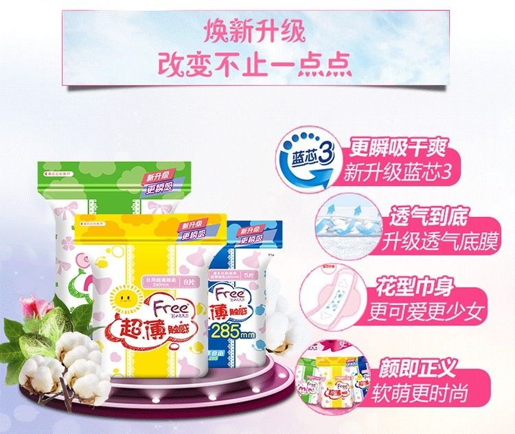 5 pieces of ABC T T84-Free Colorful skin-friendly Wristband Night Use Silk Thin Soft Surface Sanitary Napkins detail image 1