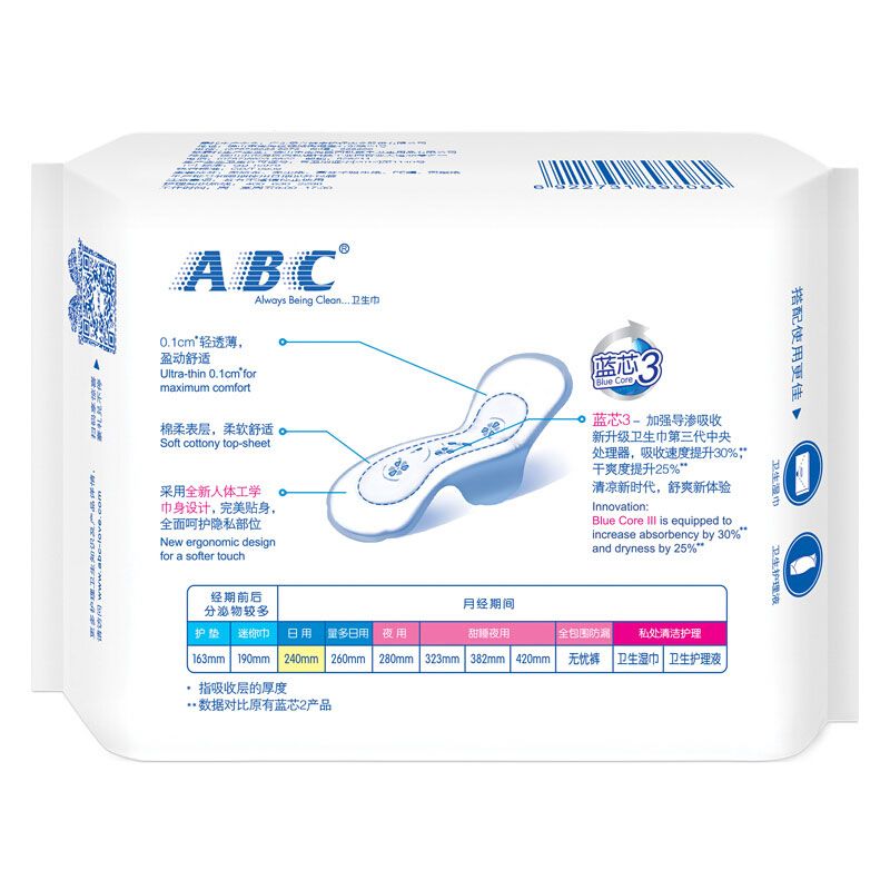 ABC Daily Super Thin and Soft Surface Sanitary Napkins K13-8 Pieces (including KMS) details Picture