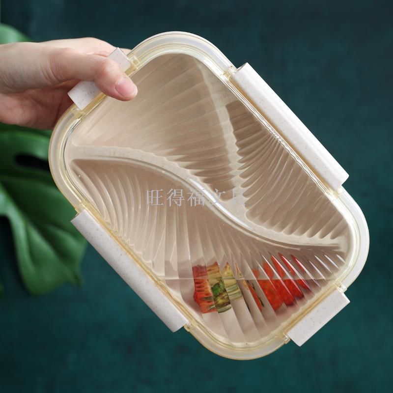 厂家直销/午餐盒/麦秆白底实物图