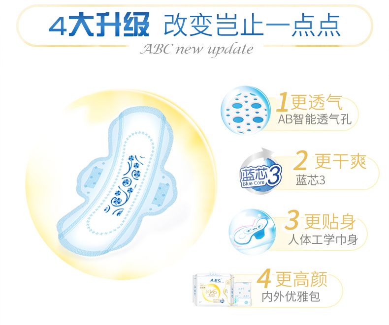 ABC甜睡夜超薄绵柔卫生巾K34-3片详情图7