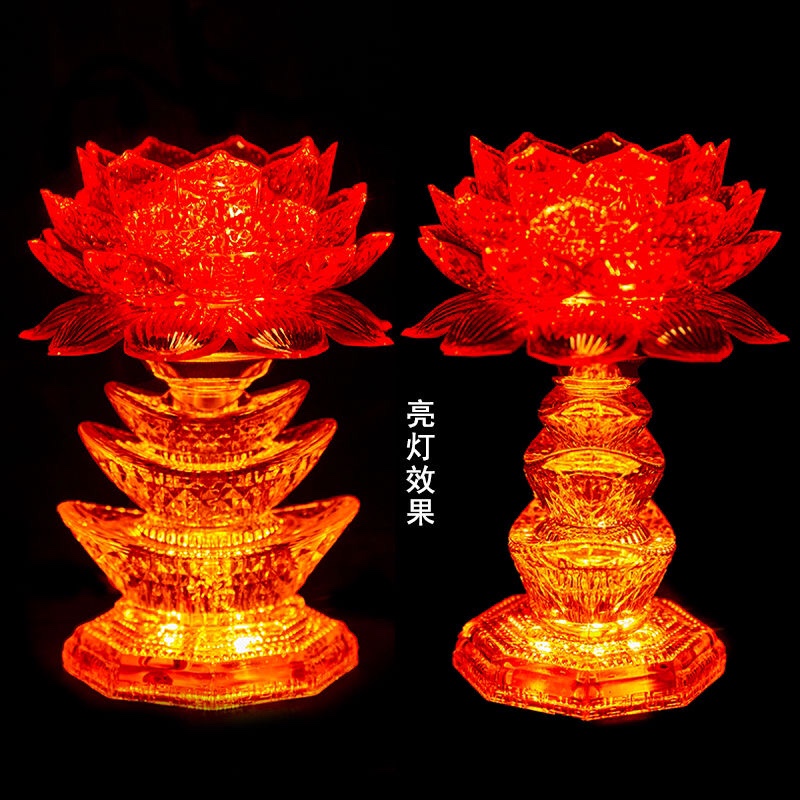 The price of a pair of 10-inch LED lotus lamps, auspicious lamps, household offering lamps, and Yuanbao lotus lamps in front of the Buddha undefined