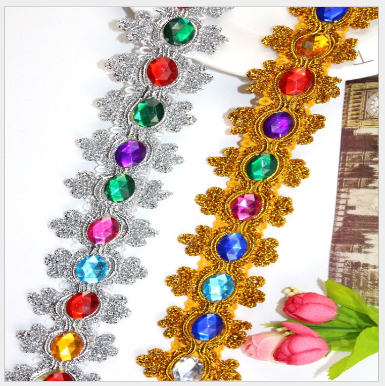 Handmade pearl and gold thread lace accessories, diy handmade clothing, accessories, hats, home curtain accessories details Picture