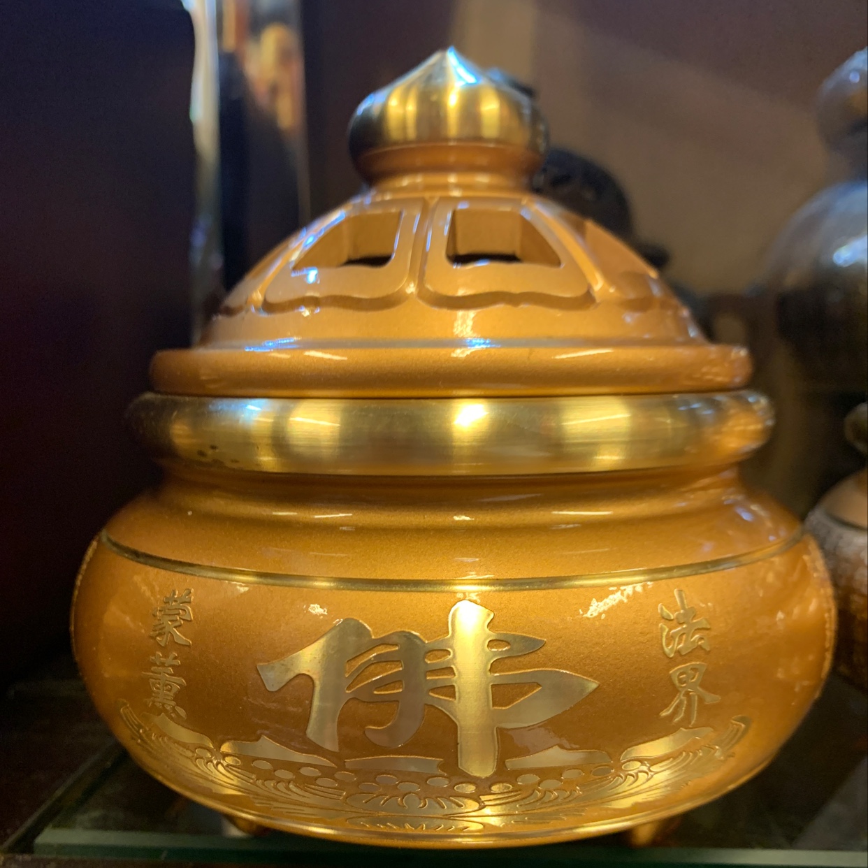 Pure copper Heart Sutra sandalwood burner