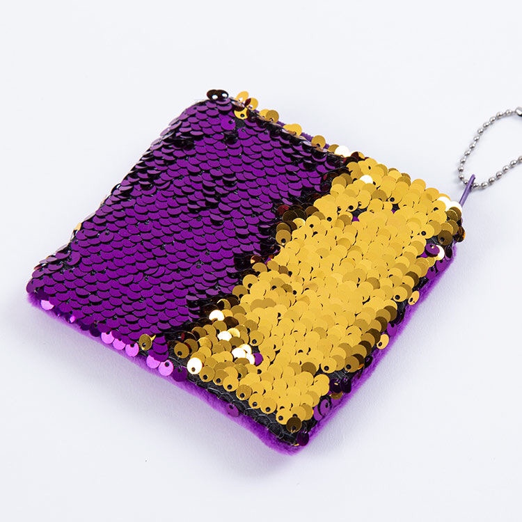 亮片钱包毛绒零钱包正方形亮片钱包10cm零钱包鱼鳞零钱包细节图