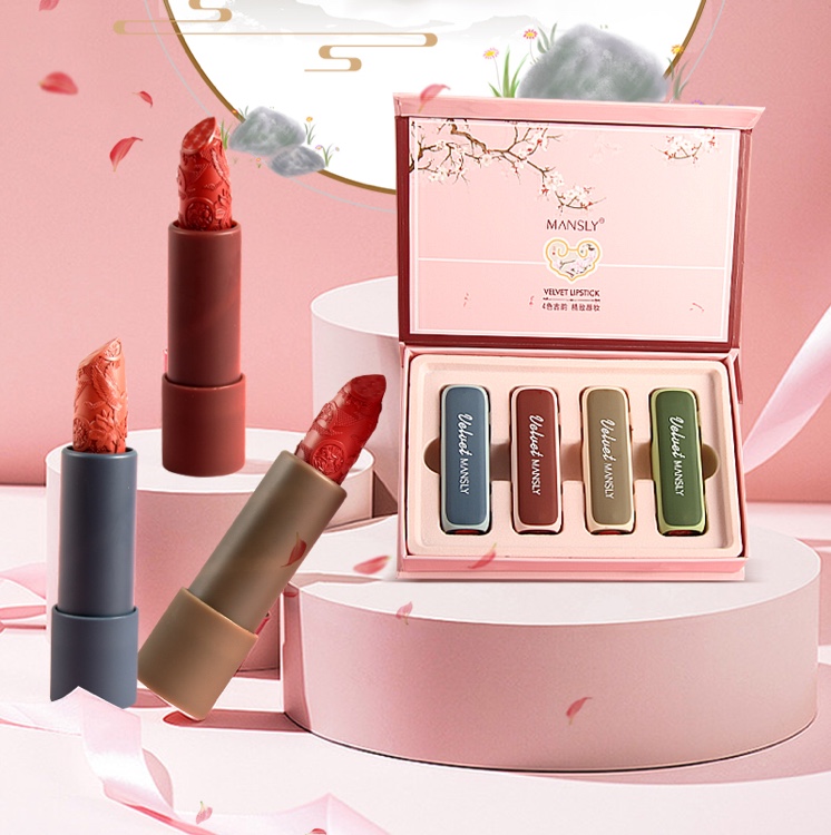 Poem li (man) soft mist love velvet lipstick boxes 💄 🎀 fog between M - 189 - a lip color Agitation restoring ancient ways (◍ ◍) ✩ ~ like soft fog light, light velvet matte mousse texture ✔ replica cuckoo ʚ ❤ ɞ carve patterns or designs on woodwork is the beauty of the east again Inside and outside and repair Upper lip mist is not dry Four color box Meet the lip color illusion ◞ ︎ ᶫ ᵒ ᵛ ᵉ ♡