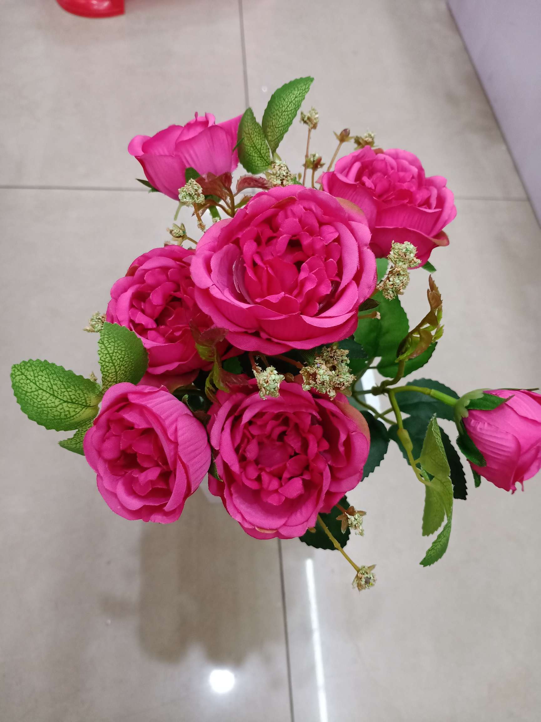 Living room artificial flower, artificial flower tea table, flower arrangement, home artificial flower art decoration, 7-pronged green heart rose wholesale detail image 4