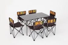 户外便携式折叠桌椅7件套装铝合金装烧烤露营野营餐自驾游车载桌