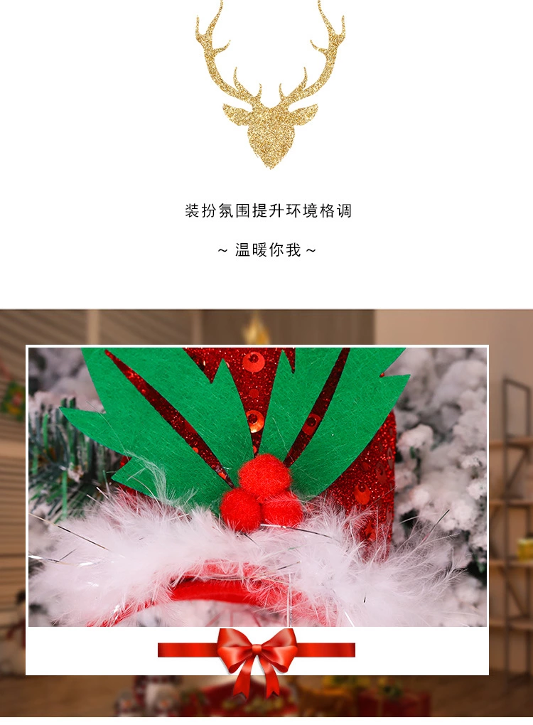 Cross-Border New Christmas Headband Three-Dimensional Feather Circle Highlights Curved Hat Headband Christmas Party Decoration Headband Item Picture