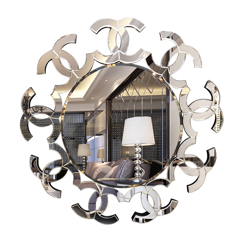 Manufacturers Direct Sales Light Luxury Spell Mirror Large Size Round Hanging Mirror Hotel Villa Decorative Mirror details Picture