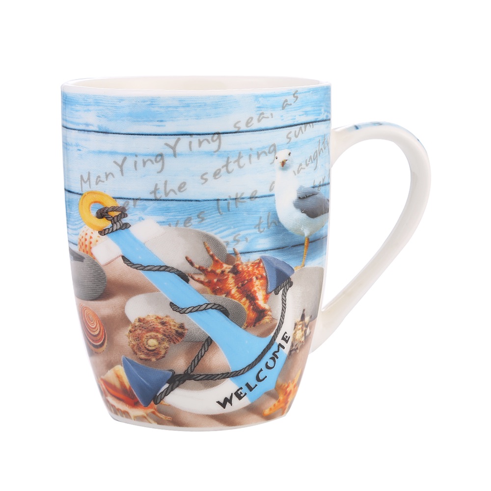 Daily-use ceramic cups, cartoon ocean flower face decal cups, mugs details Picture